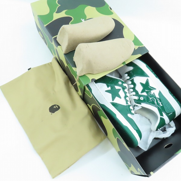 実際に弊社で買取させて頂いたA BATHING APE/アベイジングエイプ BAPE STA/ベイプスタ エナメル ローカットスニーカー MX91003/26の画像 7枚目