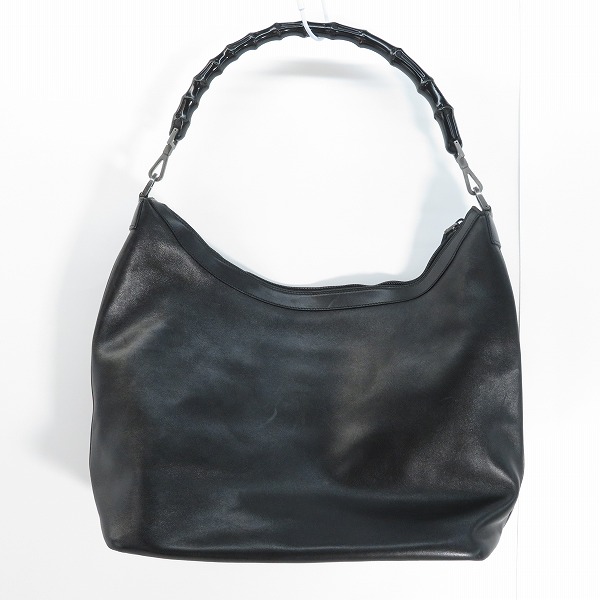 実際に弊社で買取させて頂いたGUCCI/グッチ バンブー ショルダーバッグ 000-0833/ブラックの画像 1枚目