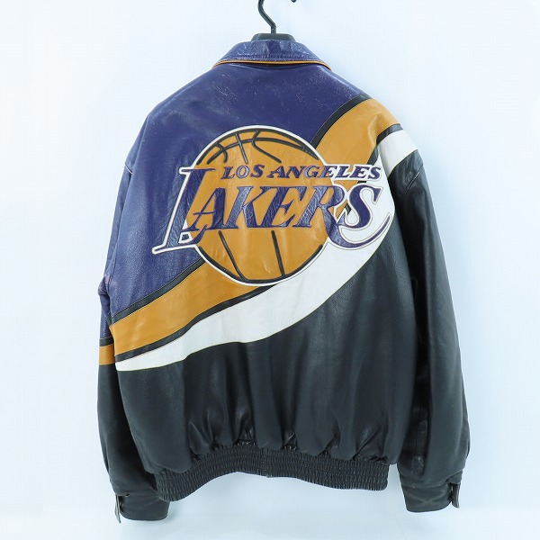 実際に弊社で買取させて頂いたJEFF HAMILTON/ジェフ ハミルトン Lakers/レイカーズ レザーブルゾン/Lの画像 1枚目