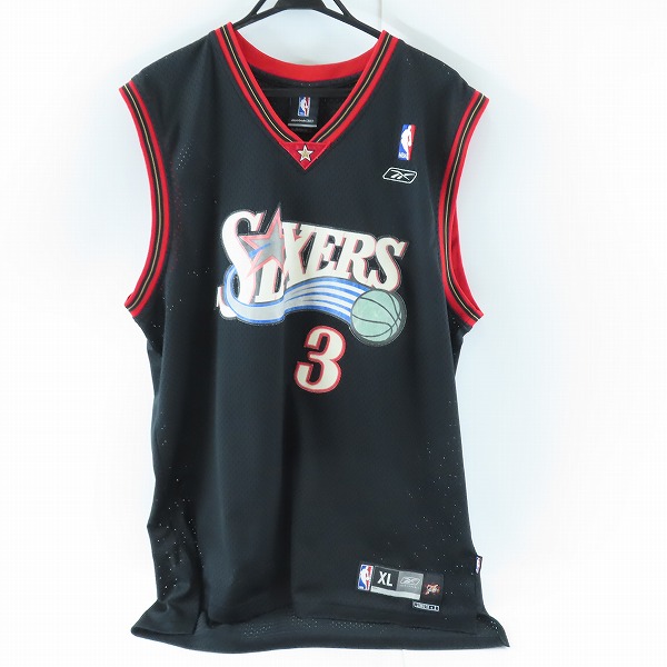 実際に弊社で買取させて頂いたReebok/リーボック NBA 76ers/フィラデルフィア・セブンティシクサーズ ＃3 アレン・アイバーソン ユニフォーム ブラック/XL