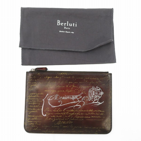 実際に弊社で買取させて頂いたBERLUTI/ベルルッティ カリグラフィ レザー ドキュメントケース クラッチバッグ/セカンドバッグの画像 8枚目