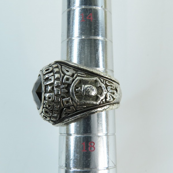 実際に弊社で買取させて頂いたLION HEART/ライオンハート カレッジ リング ｗ/クリアブラック ストーン 17号の画像 7枚目