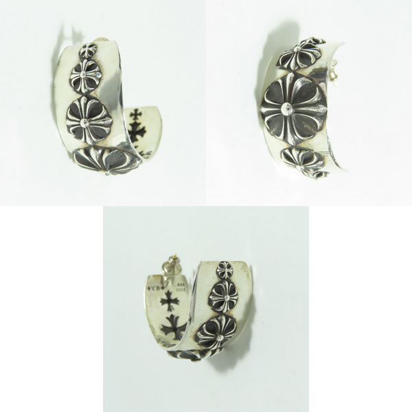 実際に弊社で買取させて頂いたChrome Hearts/クロムハーツ WIDE HOOP CH PLUS LG/ワイドフープ シルバーピアスの画像 3枚目