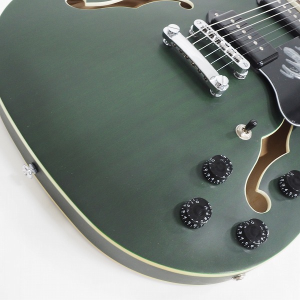 実際に弊社で買取させて頂いた★【美品】Grote Guitar/グロート GRWB-YGGR-P90 Satin Green セミアコ 335タイプ エレキギター ソフトケース付の画像 7枚目
