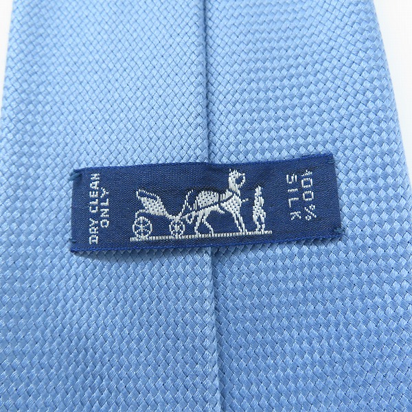 実際に弊社で買取させて頂いたHERMES/エルメス ブルー シルク  ネクタイの画像 3枚目