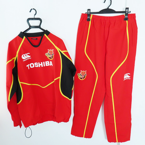 実際に弊社で買取させて頂いたCANTERBURY/カンタベリー BRAVE LUPUS/東芝ブレイブルーパス トラックジャケット/パンツ セットアップ/レッド/3L