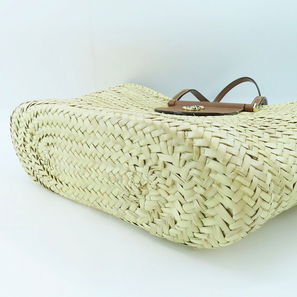 実際に弊社で買取させて頂いたJimmy Choo/ジミーチュウ MACY TOTE/メイシー トート レザー×ラフィア かごバッグの画像 2枚目