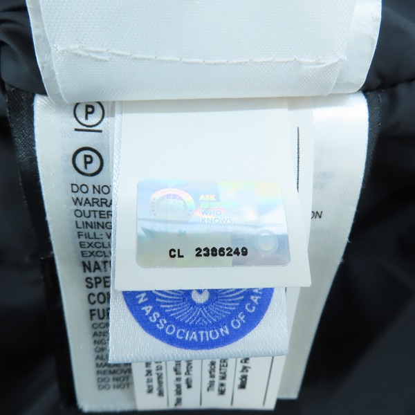 実際に弊社で買取させて頂いた【JPタグ】CANADA GOOSE/カナダグース HAMILTON ハミルトン ダウンジャケット 3430JM /Mの画像 6枚目