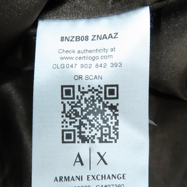実際に弊社で買取させて頂いたARMANI EXCHANGE/アルマーニエクスチェンジ エコレザー シングルライダースジャケット 8NZB08 ZNAAZ/Mの画像 3枚目