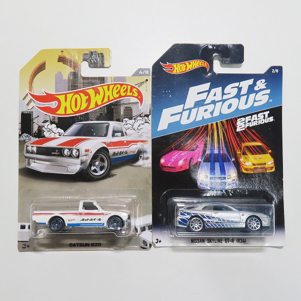 実際に弊社で買取させて頂いた【未開封】Hot Wheels/ホットウィール FAST&FURIOUS 日産 SKYLINE GT-R BNR34/DATSUN 620 2点セット