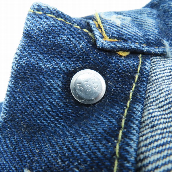 実際に弊社で買取させて頂いたLevi's/リーバイス 506XX/70501-0003 1st/ファースト 復刻 555刻印 米国製 デニムジャケット/44の画像 4枚目