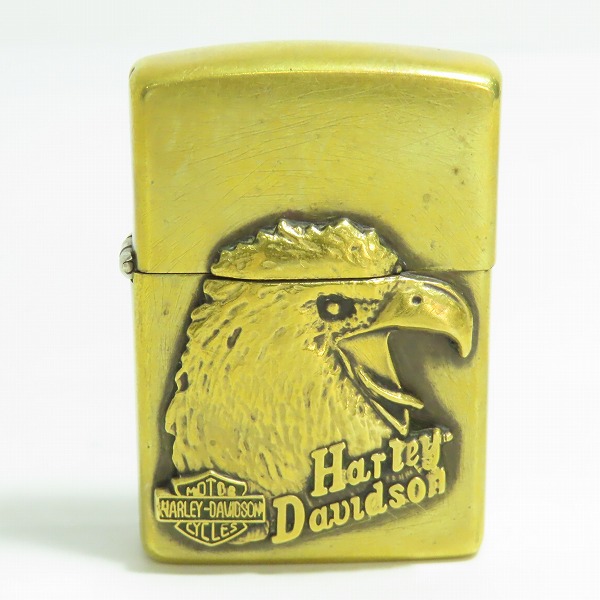 実際に弊社で買取させて頂いたZIPPO/ジッポー HARLEYDAVIDSON/ハーレーダビッドソン イーグルメタル貼り ゴールド/1992年製
