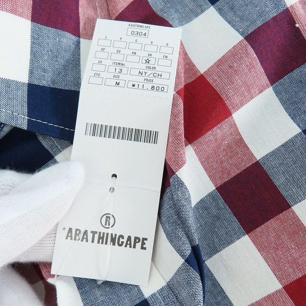 実際に弊社で買取させて頂いたA BATHING APE/アベイシングエイプ チェック柄 半袖シャツ/Mの画像 6枚目