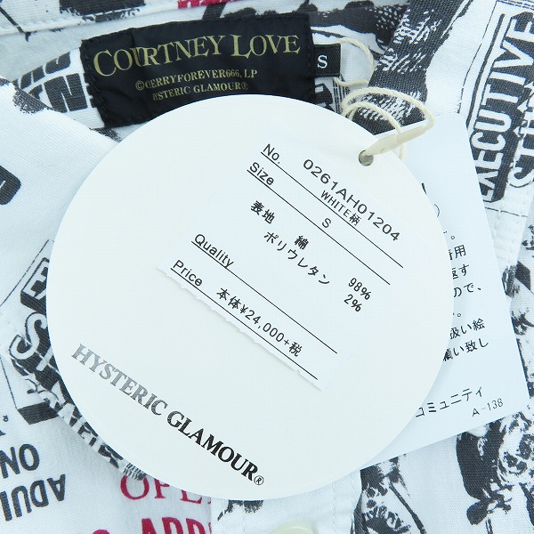 実際に弊社で買取させて頂いた【未使用】HYSTERIC GLAMOUR/ヒステリックグラマー COURTNEY LOVE/コートニーラブ 総柄シャツ 0261AH01/Sの画像 2枚目