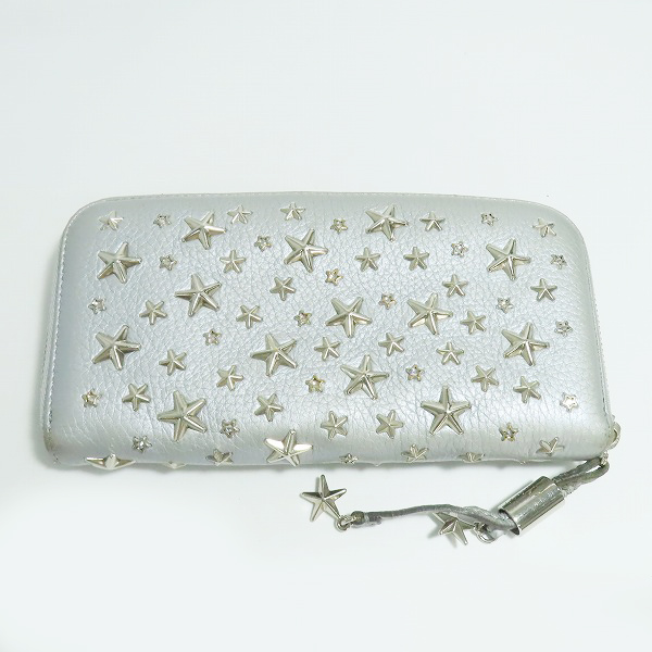 実際に弊社で買取させて頂いた JIMMY CHOO/ジミーチュウ フィリパ レザー スタースタッズ ラウンドファスナー 長財布 ウォレットの画像 1枚目