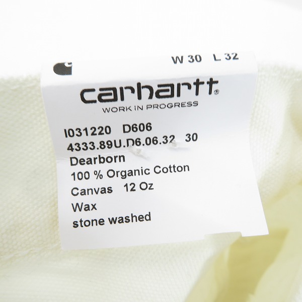 実際に弊社で買取させて頂いた【未使用】Carhartt/カーハート SIMPLE PANT シンプルパンツ ホワイト系/30×32の画像 7枚目