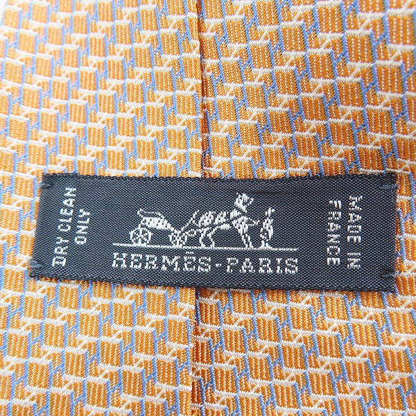 実際に弊社で買取させて頂いたHERMES/エルメス  総柄 シルク ネクタイ オレンジの画像 5枚目