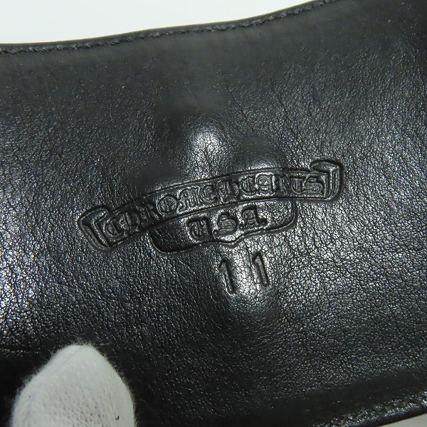 実際に弊社で買取させて頂いたCHROMEHEARTS/クロムハーツ レザー ワイドブレスレット/スモールCHクロス/クロスボール/グロメットの画像 8枚目