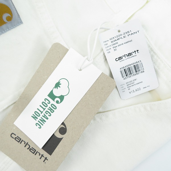 実際に弊社で買取させて頂いた【未使用】Carhartt/カーハート SIMPLE PANT シンプルパンツ ホワイト系/30×32の画像 8枚目