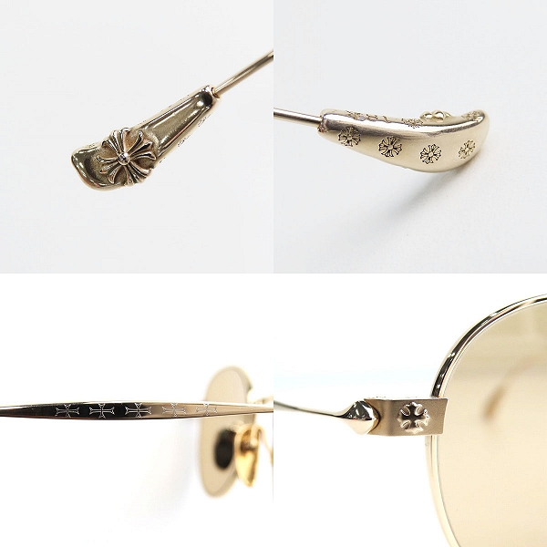 実際に弊社で買取させて頂いたCHROME HEARTS/クロムハーツ BONE PRONE IV CHプラス ゴールドフレーム サングラスフレーム/アイウェアの画像 7枚目