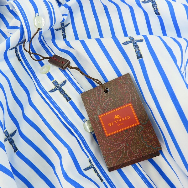 実際に弊社で買取させて頂いた【未使用】ETRO/エトロ 総柄 半袖ストライプシャツ 211-1K445-6253/44の画像 7枚目