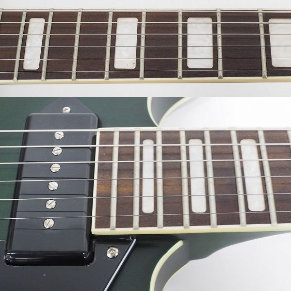 実際に弊社で買取させて頂いた★【美品】Grote Guitar/グロート GRWB-YGGR-P90 Satin Green セミアコ 335タイプ エレキギター ソフトケース付の画像 4枚目