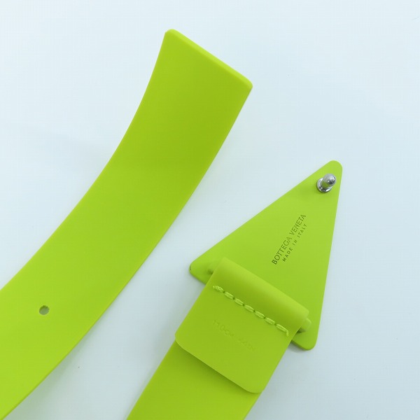 実際に弊社で買取させて頂いたBOTTEGA VENETA/ボッテガヴェネタ トライアングルラバーベルト ライトグリーン系 702028の画像 2枚目