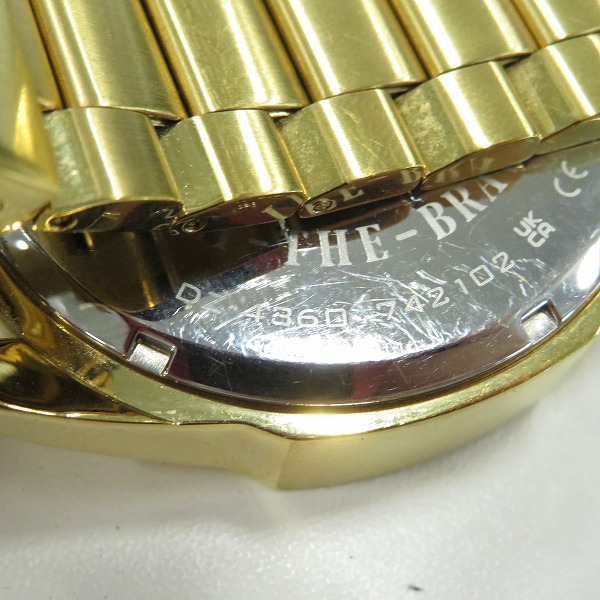 実際に弊社で買取させて頂いたDIESEL/ディーゼル MEGA CHIEF/メガチーフ クォーツ/クロノグラフ腕時計 ゴールド DZ-4360の画像 5枚目