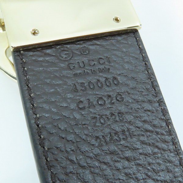 実際に弊社で買取させて頂いたGUCCI/グッチ リバーシブル インターロッキングG ゴールド金具 ベルト 450000の画像 3枚目