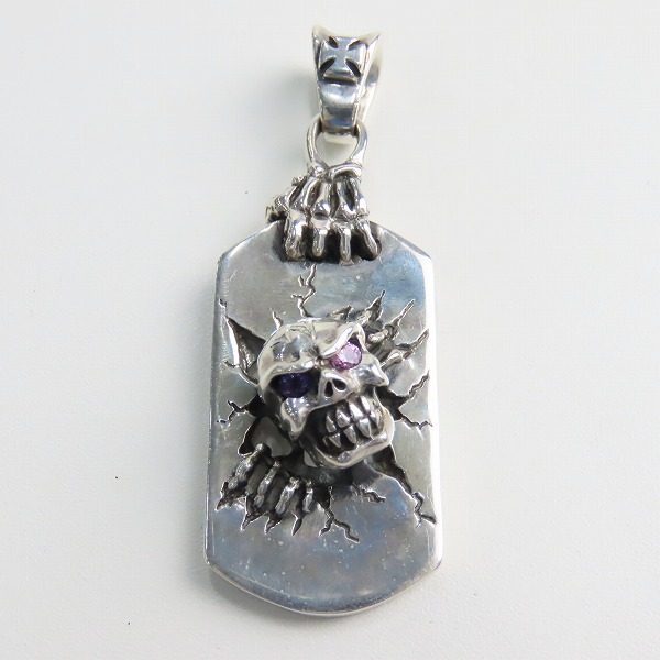 実際に弊社で買取させて頂いた【ギャラ付/カスタム】TRAVIS WALKER/トラヴィスワーカー ラージブレイキングアウト ドックタグ w/ストーンアイズ スカル DTS031の画像 1枚目