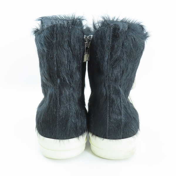 実際に弊社で買取させて頂いたRick Owens/リックオウエンス Strobe High Pony Hair ストロボハイ ポニーヘア サイドジップ ハイカット スニーカー 42の画像 1枚目