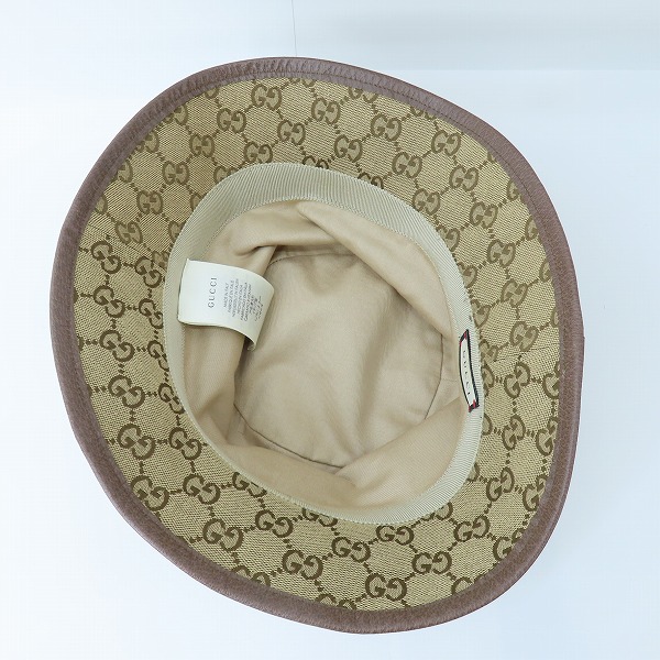実際に弊社で買取させて頂いた【JPタグ】GUCCI/グッチ GGキャンバス 576587 4HG62 フェドラハット/Lの画像 4枚目