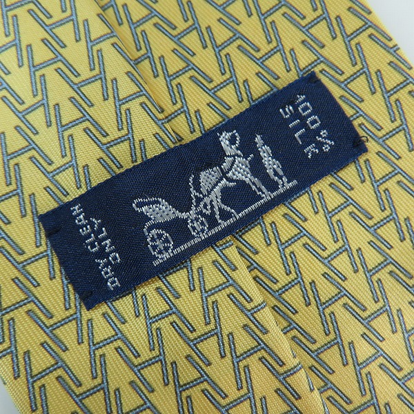 実際に弊社で買取させて頂いたHERMES/エルメス 総柄 イエロー シルク  ネクタイの画像 3枚目
