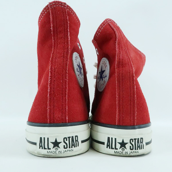 実際に弊社で買取させて頂いたCONVERSE/コンバース 日本製 ALL STAR/オールスター スウェードレザーハイカットスニーカー レッド 4THD/10.5の画像 1枚目