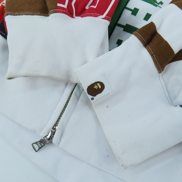 実際に弊社で買取させて頂いたA BATHING APE/アベイシングエイプ  FANS SCARF FULL ZIP HOODIE/総柄 フルジップフーディー/2XLの画像 5枚目