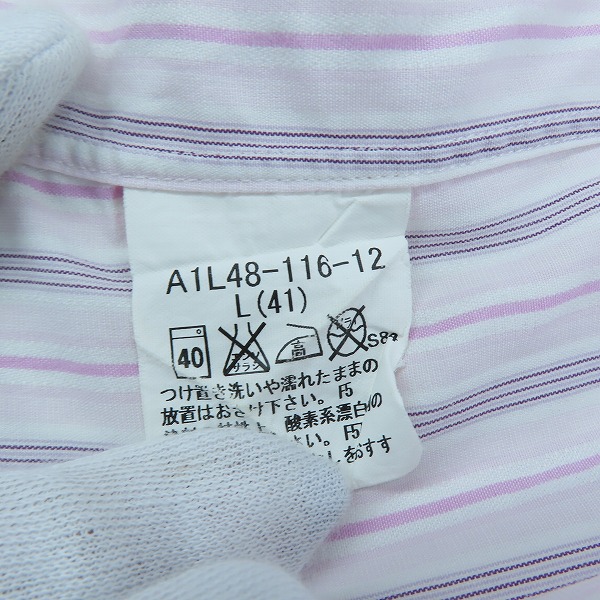 実際に弊社で買取させて頂いたBURBERRY LONDON/バーバリーロンドン ストライプ柄 半袖シャツ A1L48-116-12/Lの画像 4枚目