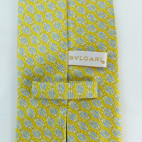 実際に弊社で買取させて頂いたBVLGARI/ブルガリ 総柄 イエロー シルク  ネクタイの画像 3枚目