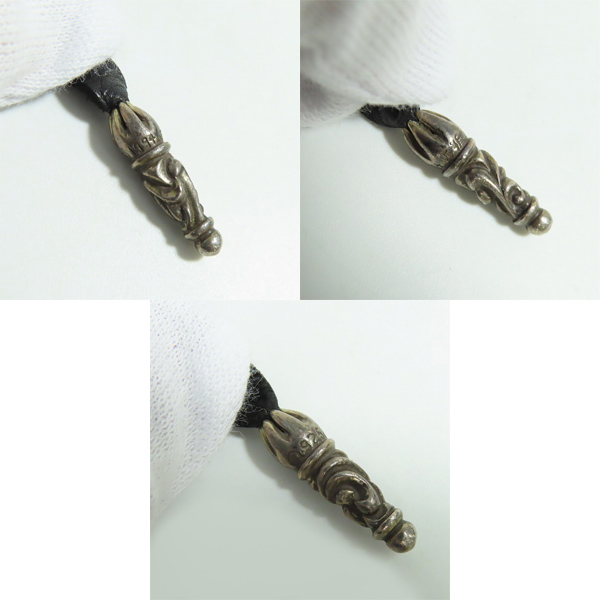 実際に弊社で買取させて頂いたCHROMEHEARTS/クロムハーツ レザー ワイドブレスレット/スモールCHクロス/クロスボール/グロメットの画像 9枚目