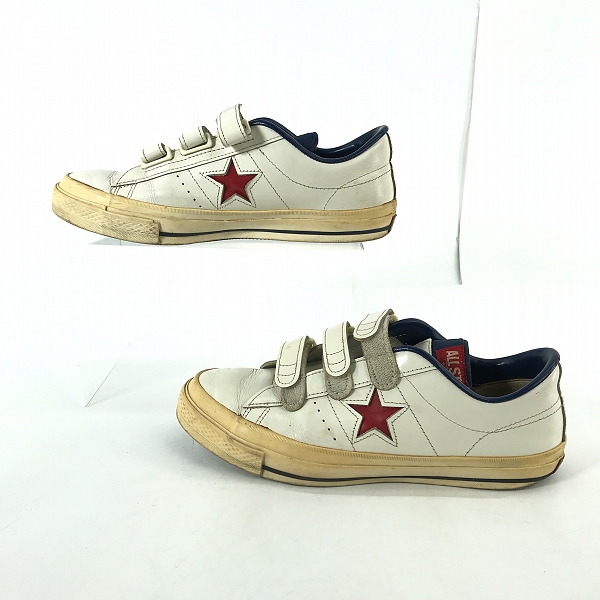 実際に弊社で買取させて頂いたCONVERSE/コンバース ONE STAR/ワンスターベルクロ レザースニーカー オフホワイト系/9の画像 3枚目