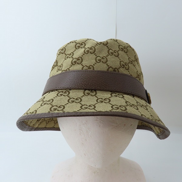 実際に弊社で買取させて頂いた【JPタグ】GUCCI/グッチ GGキャンバス 576587 4HG62 フェドラハット/Lの画像 1枚目