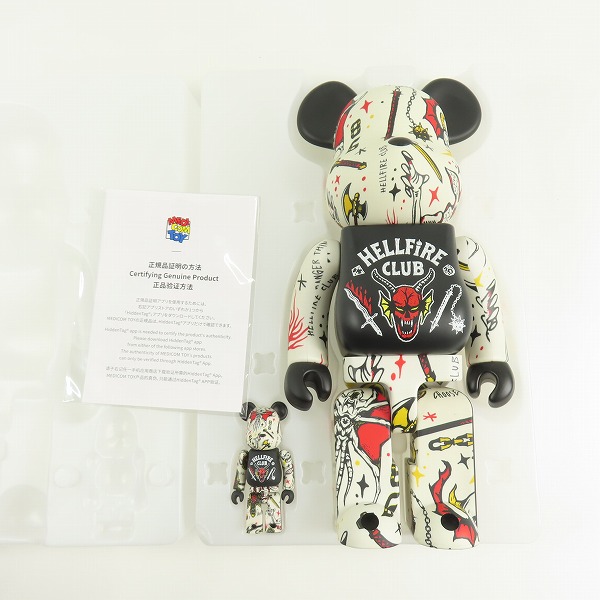 実際に弊社で買取させて頂いたMEDICOM TOY/メディコムトイ BE@RBRICK/ベアブリック Stranger Things/ ストレンジャーシングス HELLFIRE CLUB 400%&100%の画像 8枚目