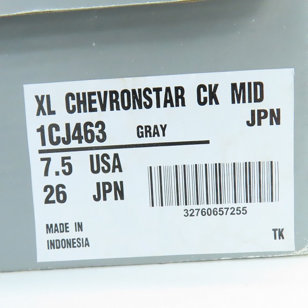 実際に弊社で買取させて頂いたCONVERSE/XLARGE コンバース×エクストララージ シェブロンスター CK MID 灰白/1CJ463/26の画像 8枚目
