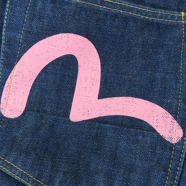 実際に弊社で買取させて頂いたEVISU/エヴィス No2 Lot.2001 ピンクカモメペイント 32×35の画像 7枚目