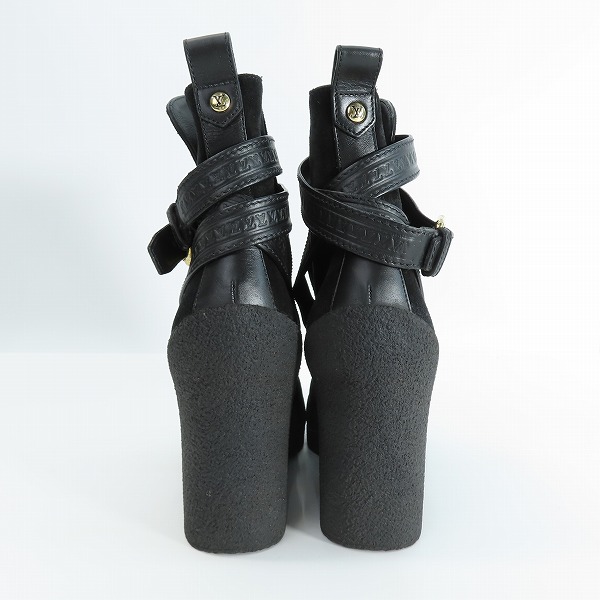 実際に弊社で買取させて頂いたLouis Vuitton/ルイヴィトンレディース ロゴ型押しベルト スウェード ショートブーツ NL0165  /36.5の画像 1枚目