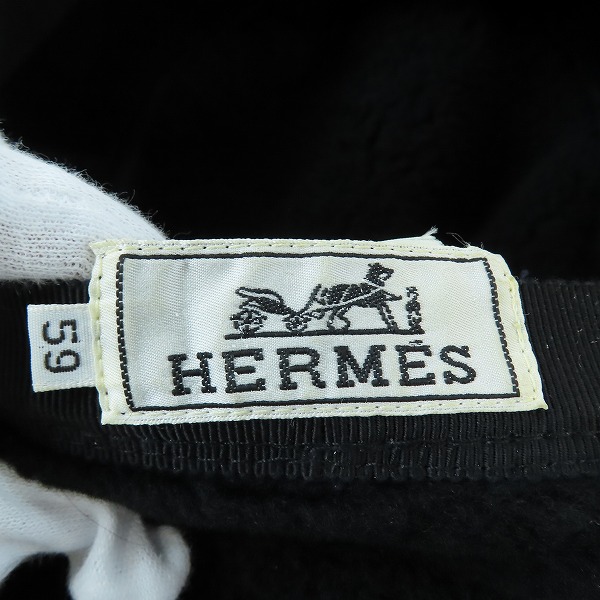 実際に弊社で買取させて頂いたHERMES/エルメス ラムレザー フライトキャップ/59の画像 6枚目
