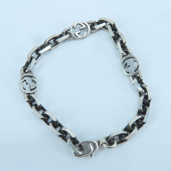 実際に弊社で買取させて頂いたGUCCI/グッチ インターロッキングG シルバー チェーンブレスレット ‎620798 J8400 0811の画像 5枚目