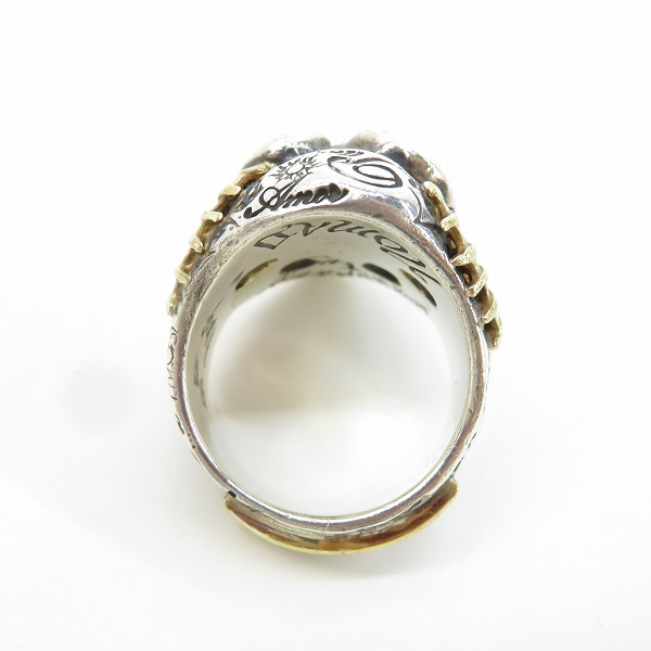 実際に弊社で買取させて頂いたBill Wall Leather/ビルウォールレザー グラフィティマスタースカルリング w/ストーンアイズ w/ゴールドスパイダーウェブ 26号の画像 4枚目