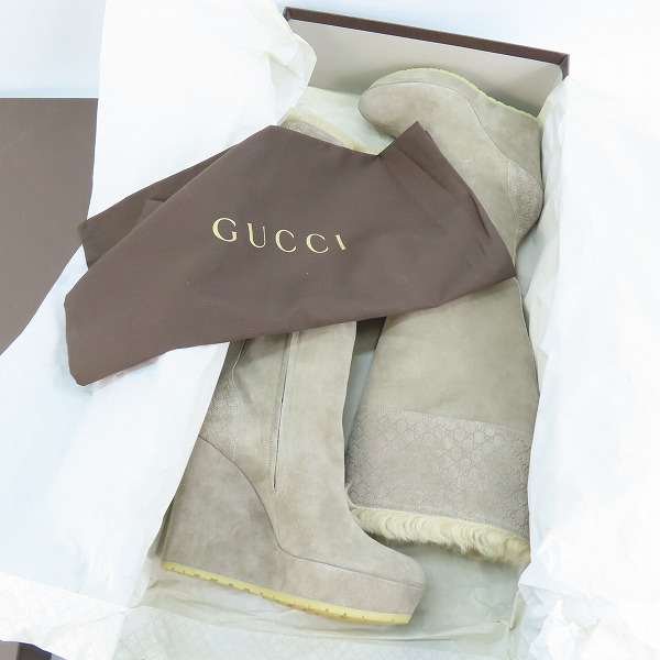 実際に弊社で買取させて頂いたGUCCI/グッチ ロングブーツ スエード 296265/37の画像 8枚目