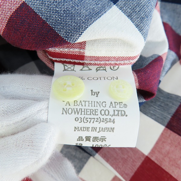 実際に弊社で買取させて頂いたA BATHING APE/アベイシングエイプ チェック柄 半袖シャツ/Mの画像 3枚目