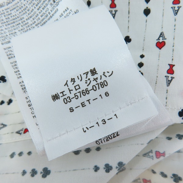 実際に弊社で買取させて頂いた【未使用】ETRO/エトロ トランプ柄 長袖シャツ 212-1Z601-4729/44の画像 5枚目